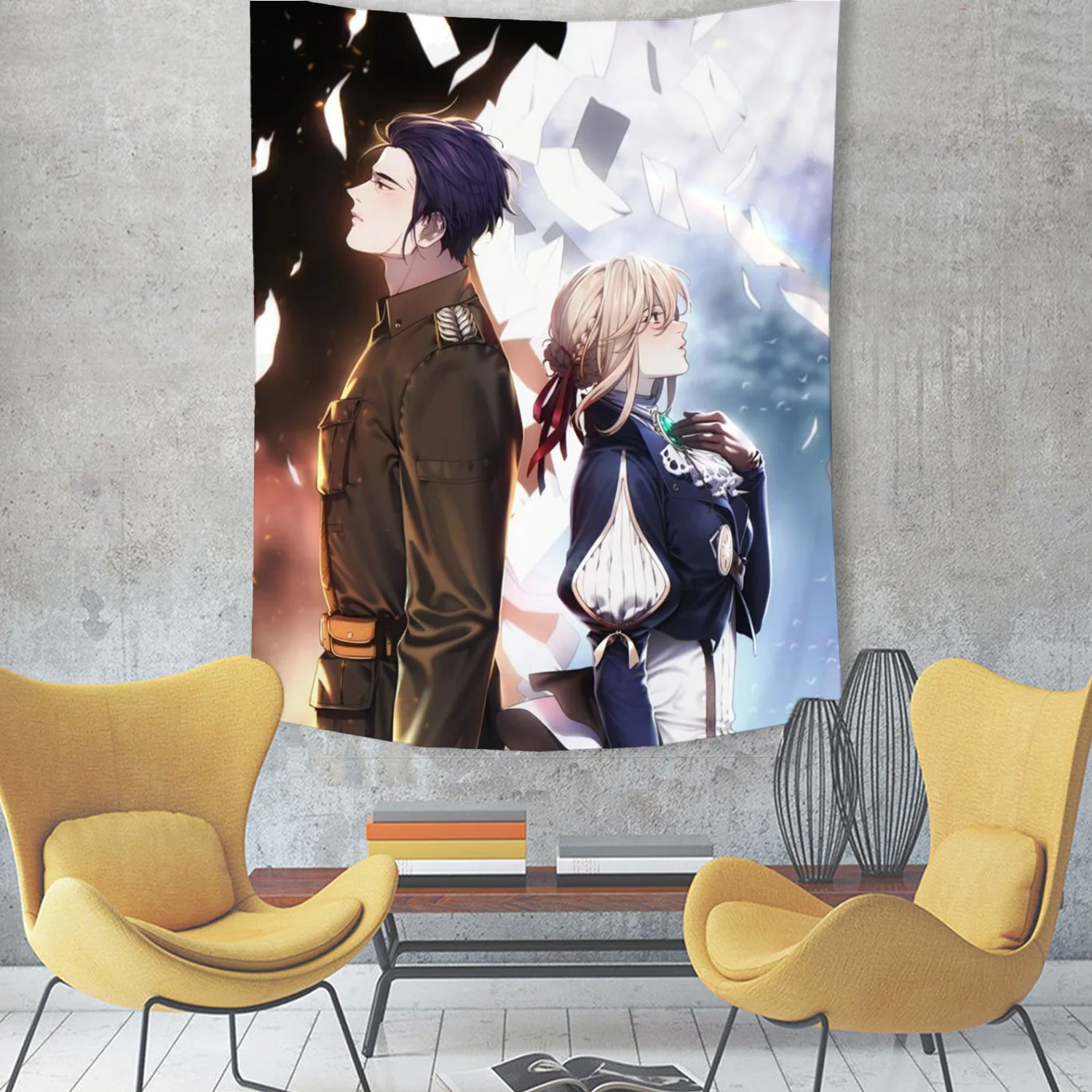 انمي ياباني البنفسجي جيلبرت البنفسجي Evergarden نسيج غرفة نوم الجدار الشنق النسيج غرفة المعيشة المنزل النوم ديكور ديكور فني للمنزل