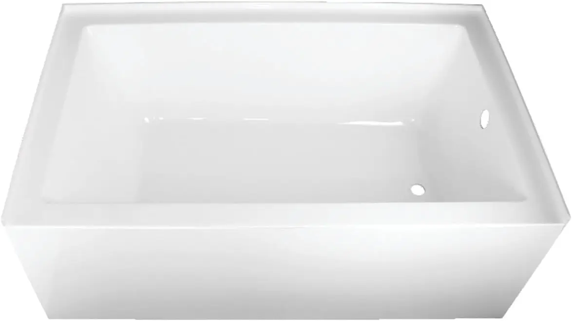 Aqua Eden VTAP603622R Bañera de acrílico de 60 pulgadas con desagüe a la derecha, color blanco