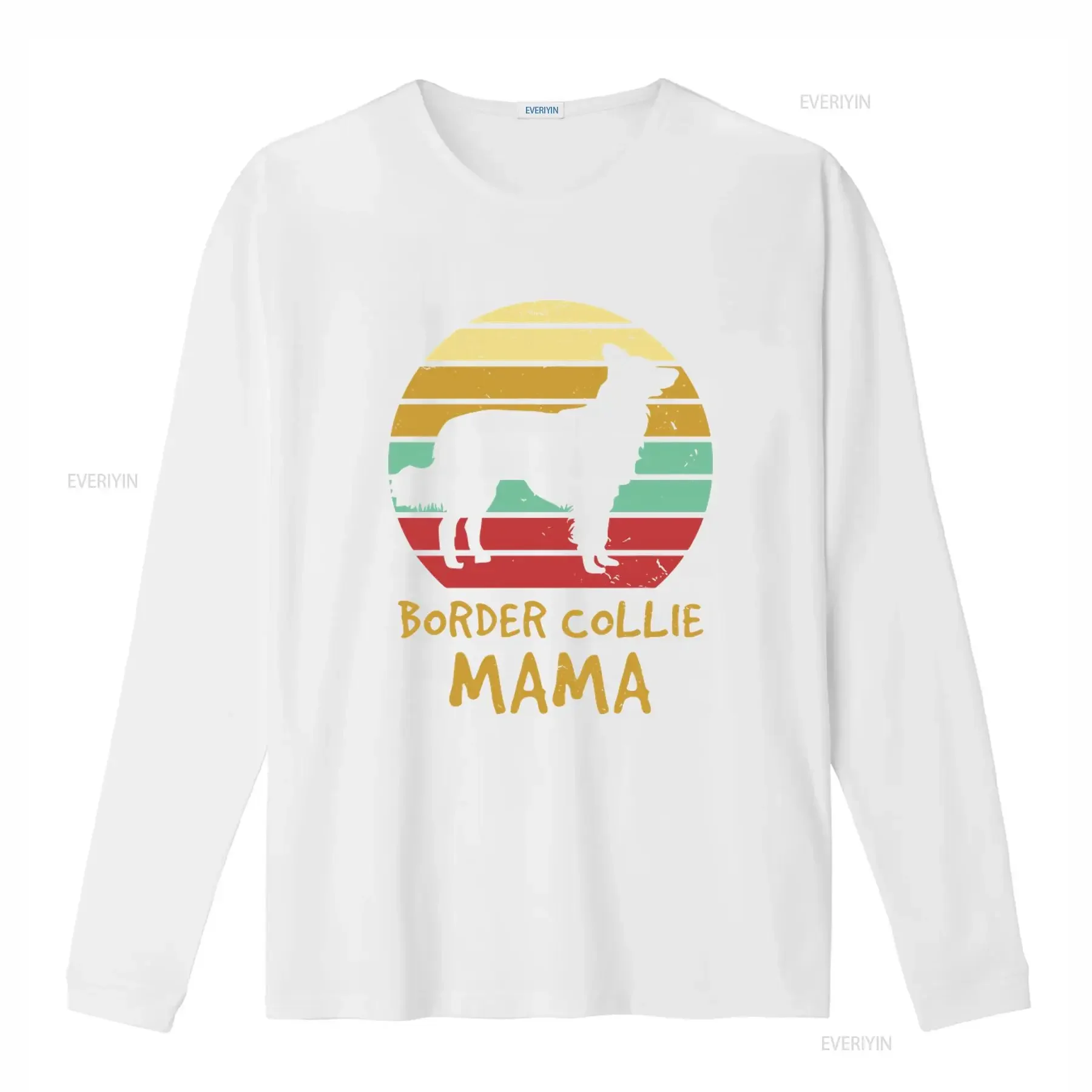 Retro Border Collie Dog Mama Sunset T Shirt for Owner Mom Lover Mother vintage Washed Casual Unisex Breathable view 4