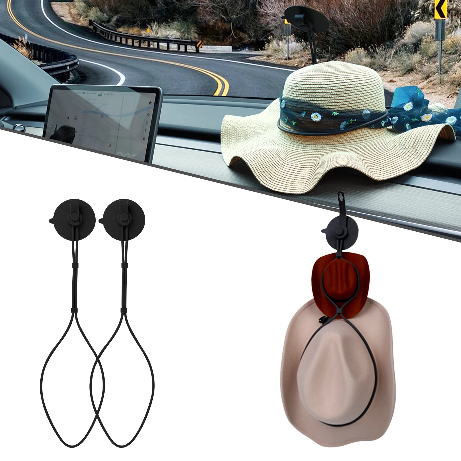 2PCS Cowboy Hat Holder For Car Silicone Hat Rack Hat Dash Holder For Car Truck SUV Truck Hat Holder for Vehicle Traveling Wall