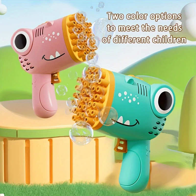 Machine à bulles dinosaure 40 trous, jouet portatif pour enfants, pistolet à bulles sans batterie sans bulle d'eau