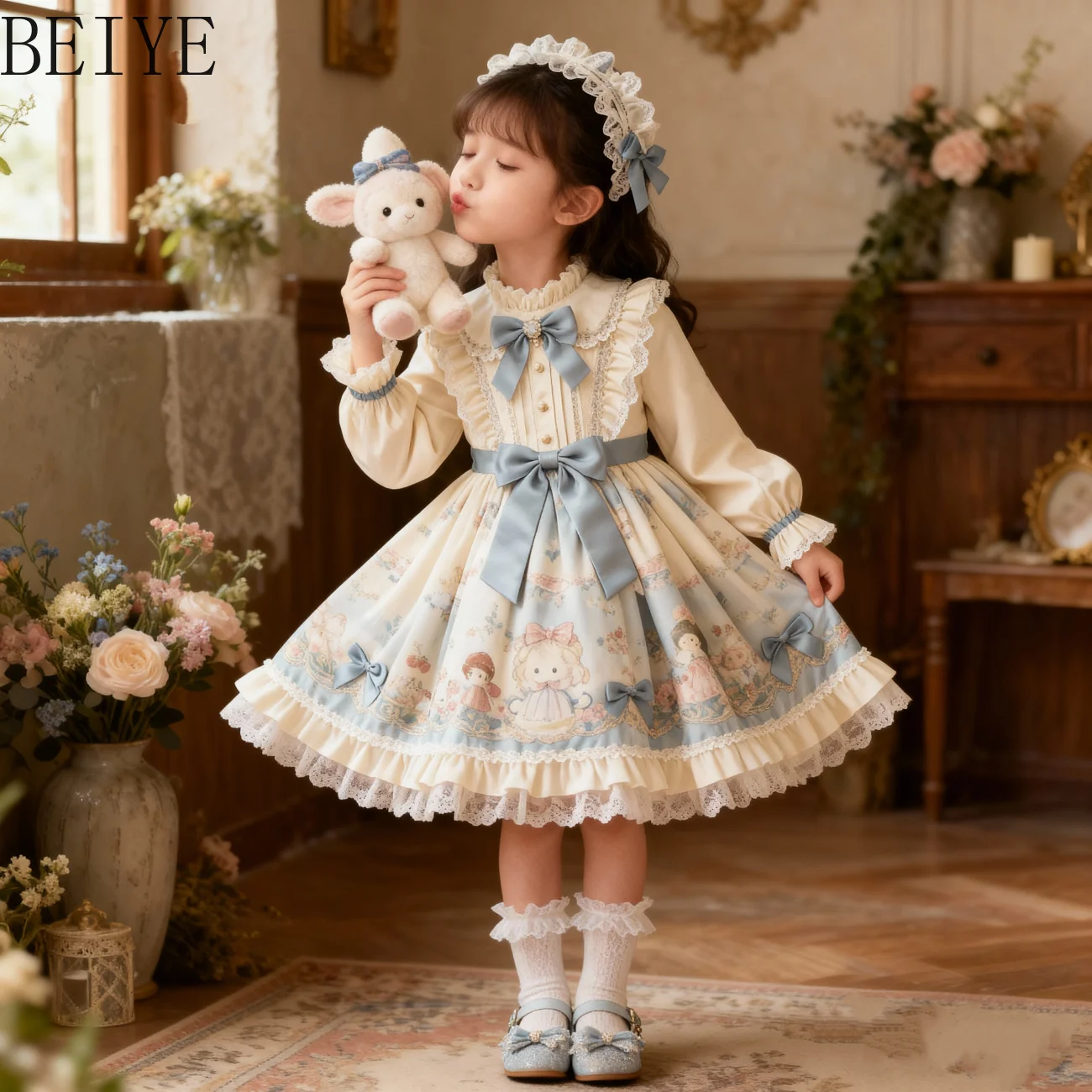 

Girls' 2026 Spring Autumn and Winter Original Design Lolita Dress Baby Cartoon Cute Sweet Fluffy Princess Dress for Children's