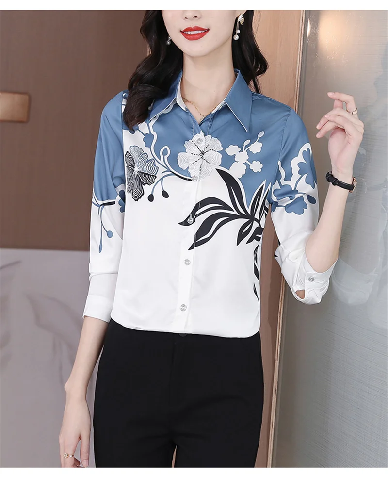 FANIECES Office Lady Turn-down Collar Print Button Shirts Autumn Winter Women Fashion Shirt Slim Single Breasted Blouses 6519