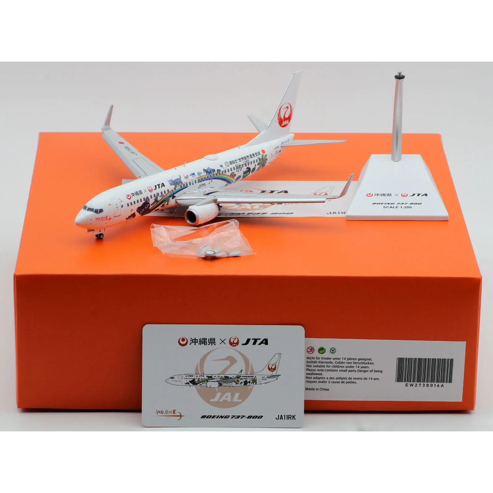 EW2738016A Alloy Collectible Plane JC Wings 1:200 Japan TransOcean Air Boeing B737-800 Diecast Aircraft Model JA11RK Flaps Down