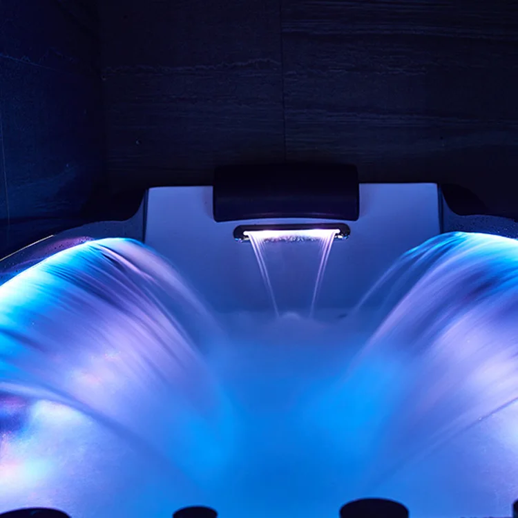 Bathroom Luxury Waterfall SPA Bathtub Air Massage Whirlpool Jet Bath Tub With LED Colorful Light for 1 Person