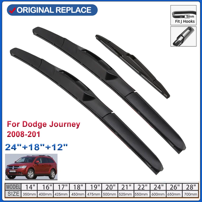 For Dodge Journey 2008-2018 Car Front Rear Wiper Blades Soft Rubber Windscreen Wipers Auto Windshield 24