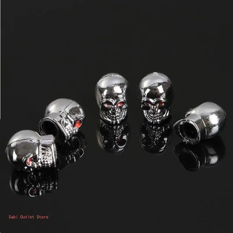 5Pc Skull Tyre Tire Wheel Car Auto Valves Dust Stem Cover BicycleMotocycle