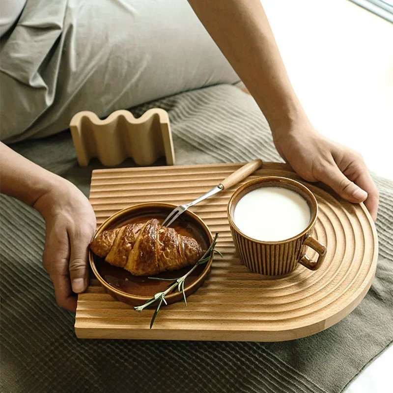 

Ins Wooden Storage Tray Water Ripple Serving Tray Nordic Breadboard Chopping Dessert Sushi Snack Plate Cosmetic Display Tray