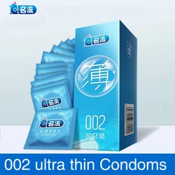 30pcs Condoms for Men Ultra Thin 0.02 Natural Latex Lubricated Cock Condom Intimate Penis Cock Sleeve for Adults 18 Sex Toys