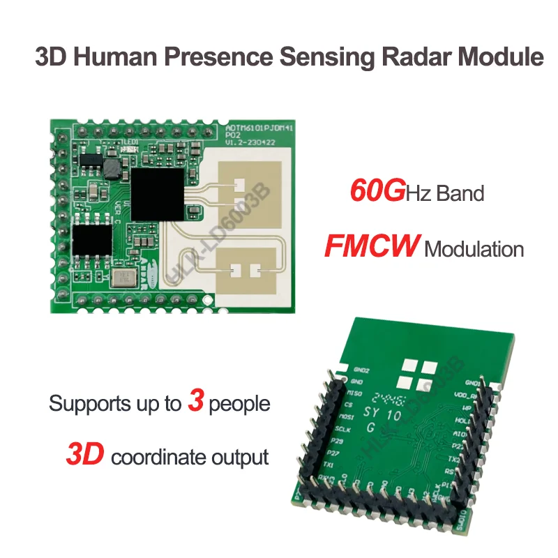 

Многоцелевой радарный модуль обнаружения присутствия человека 60 ГГц, высокоточный, UART, LD6003B LD6003D для умного дома