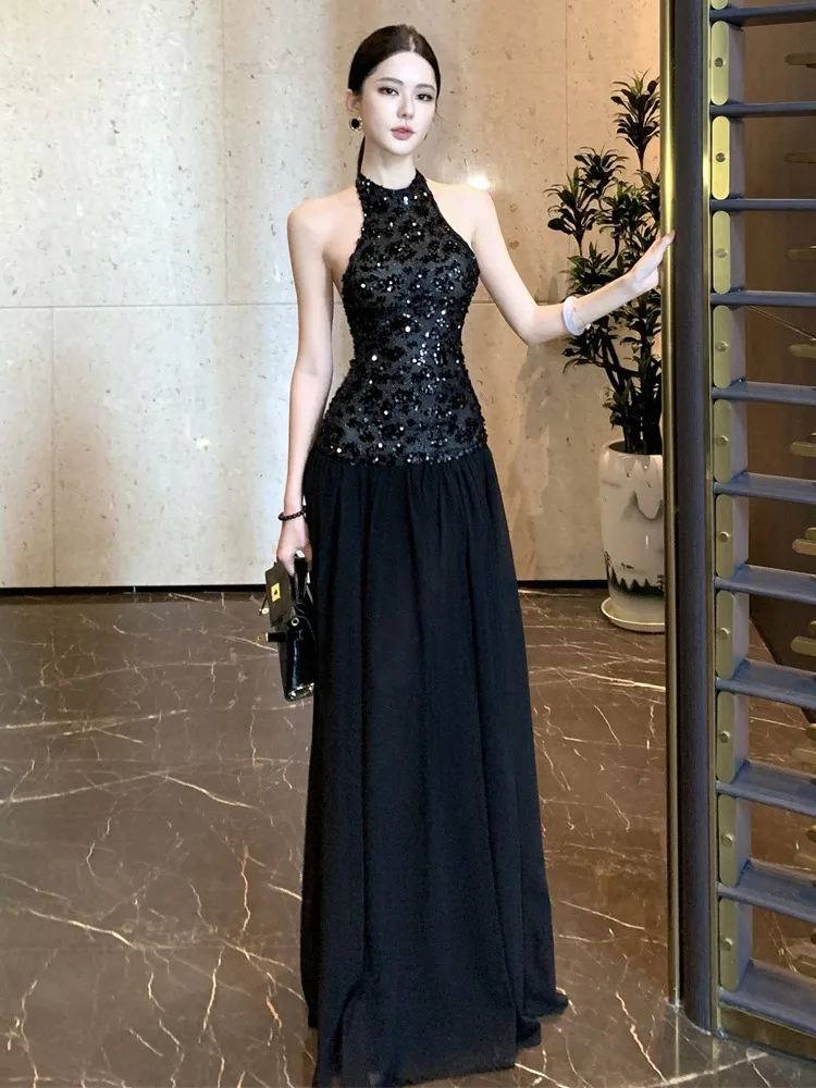 

Длинное женское платье с пайетками и вырезами, дизайнерское, для выпускного вечера, дня рождения, с сексуальным подчеркнутым силуэтом, осеннее...