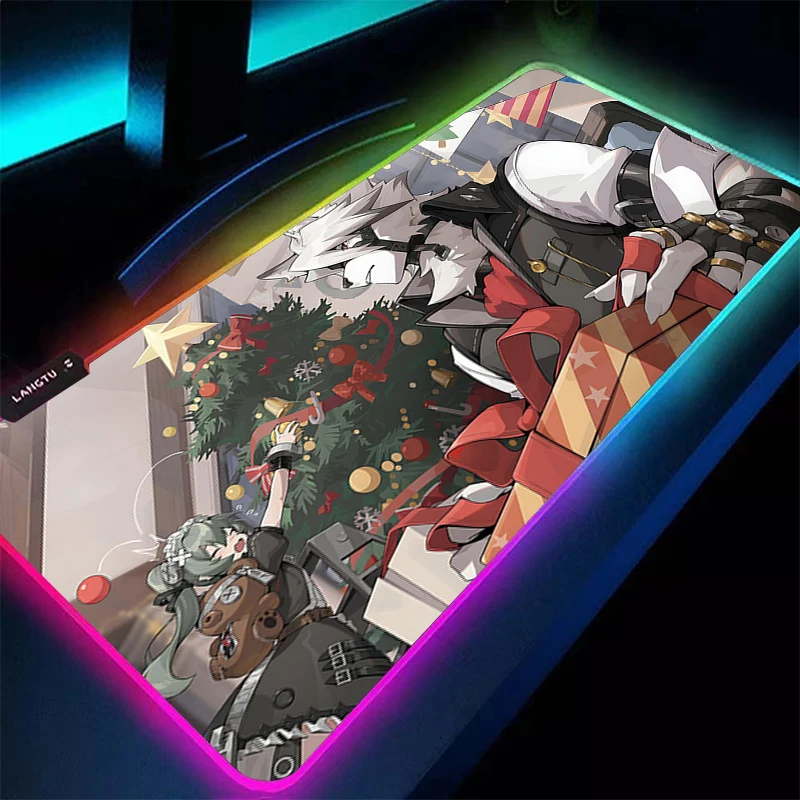 Alfombrilla de ratón LED para Gamer, alfombrilla de escritorio RGB para PC, alfombrilla de goma de Anime Zenless Zone Zero Von Lycaon, alfombrilla para teclado, accesorios para juegos