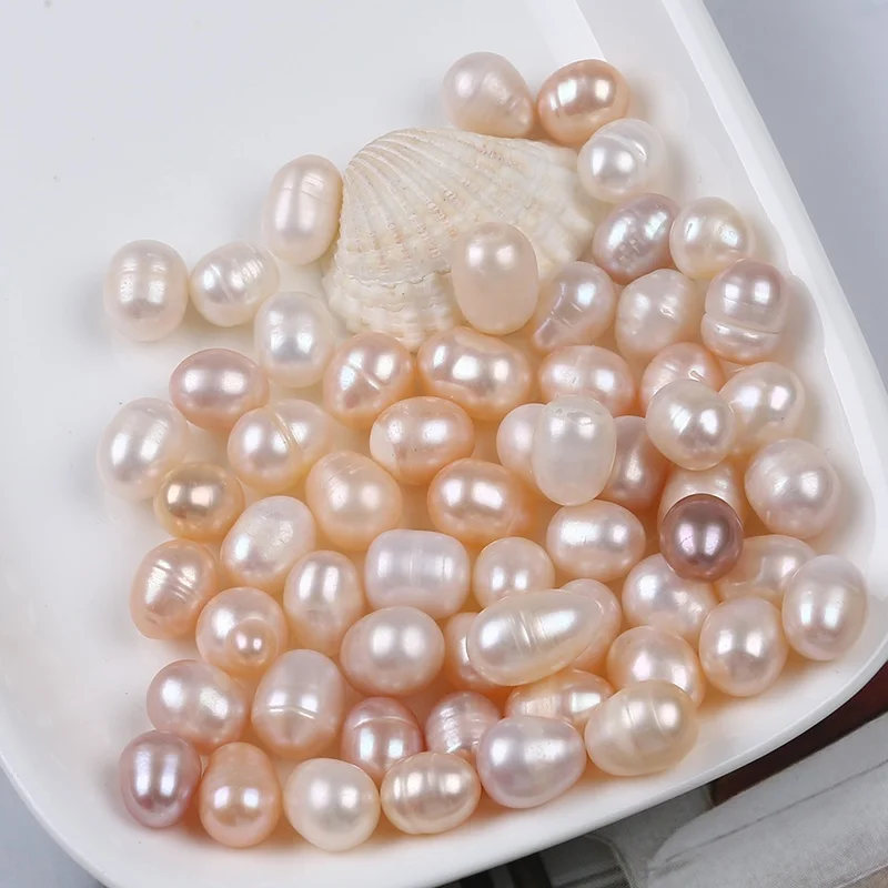 

Wholesale 8-9mm natural pink rice freshwater loose pearls beads for DIY jewelry making