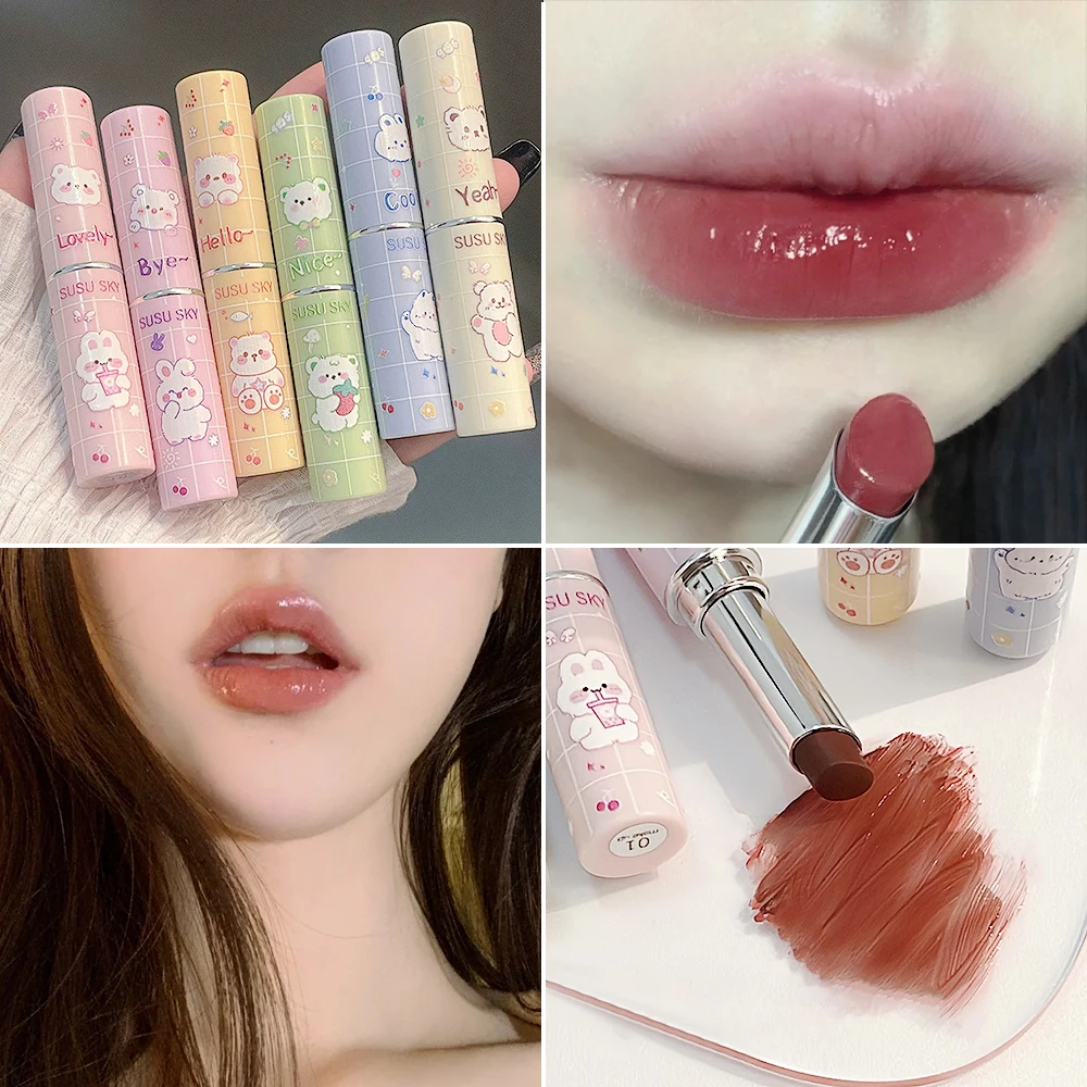 ลิปสีลิปบาล์มชุ่มชื้น6สี lipstik Tahan lama กันน้ำบำรุงริมฝีปากติด riasan Korea ดูแลริมฝีปาก