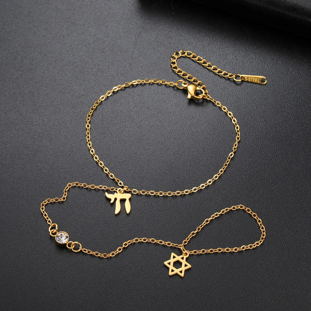 داوابارا نجمة داود وشاي سوار سلسلة اليد السداسية اليهودية حسن الحظ مجوهرات يهوديكا مجوهرات من صلب لا يصدأ