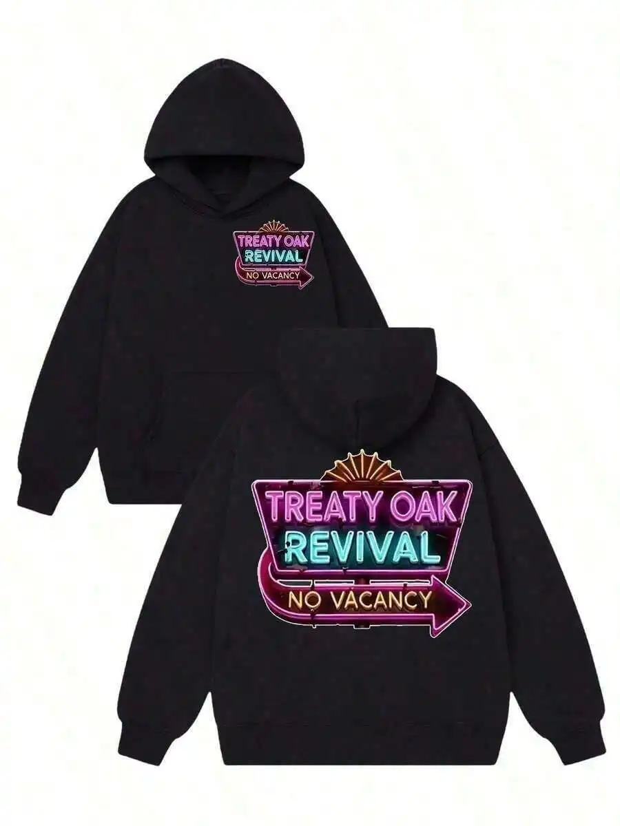 

Women's Loose Retro Neon Sign Graphic Hoodie - 100% Cotton Fall Winter Sweatshirt
