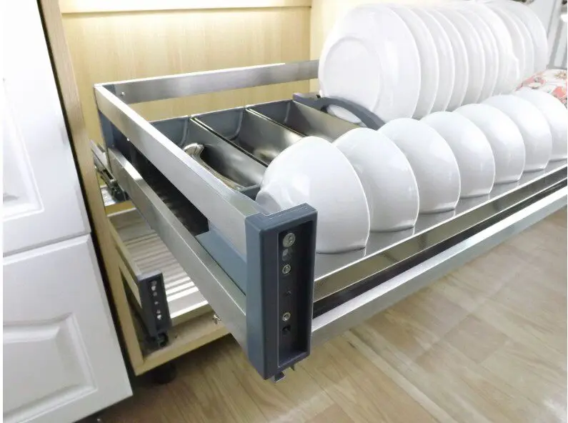 Drawer door panel! Stainless steel stove basket, dish basket, pot basket, floor cabinet basket damping guide rail complete set