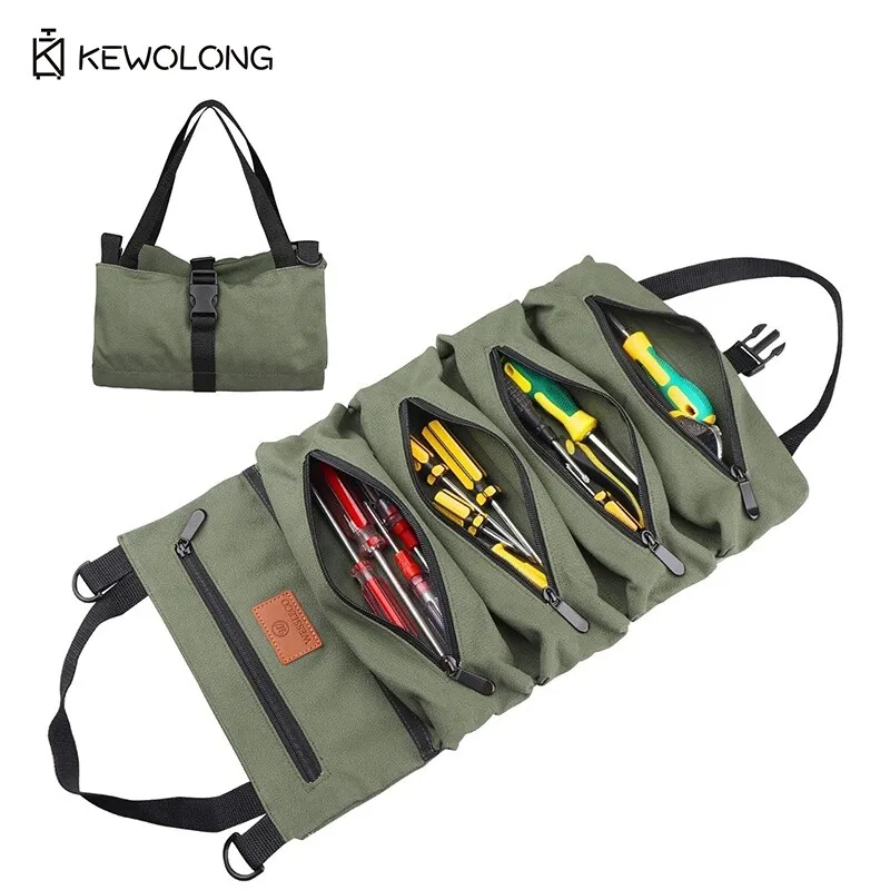 حقيبة أدوات قماشية شديدة التحمل - منظم محمول معلق مع جيوب متعددة للكهربائي والإصلاح #1