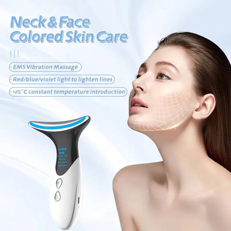 EMS Nek Gezicht Schoonheid Apparaat Huid Draai Verminder Dubbele Kin Anti Rimpel Verstevigende Vibrerende Stimulator Gezicht Lifting Photon Tool