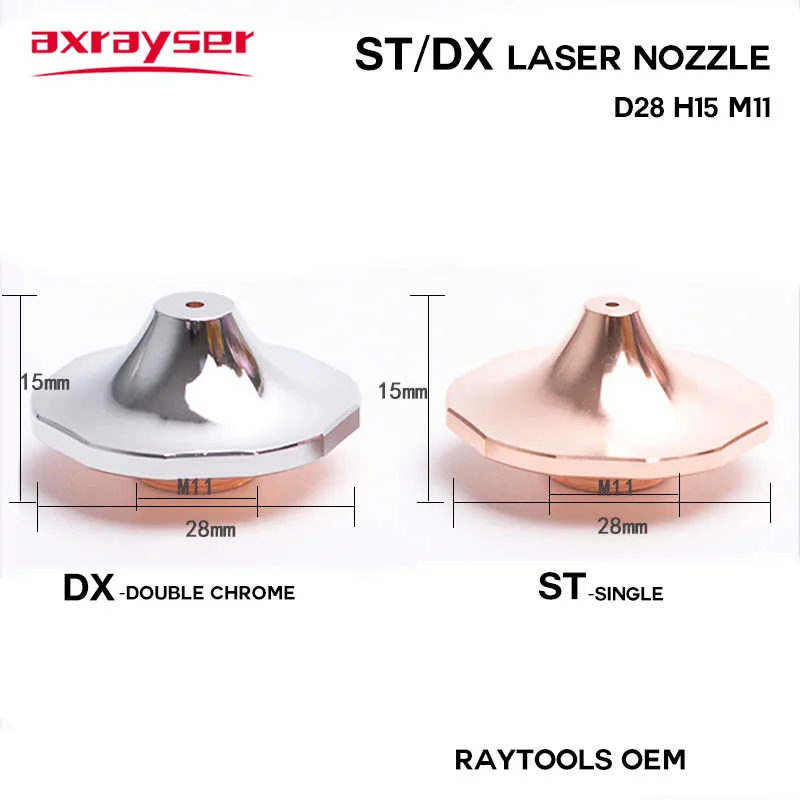 Ugelli laser ST DX Raytools Originale Dia28 M11 Singolo/Doppio strato cromato per parte della macchina da taglio con testa laser a fibra CNC