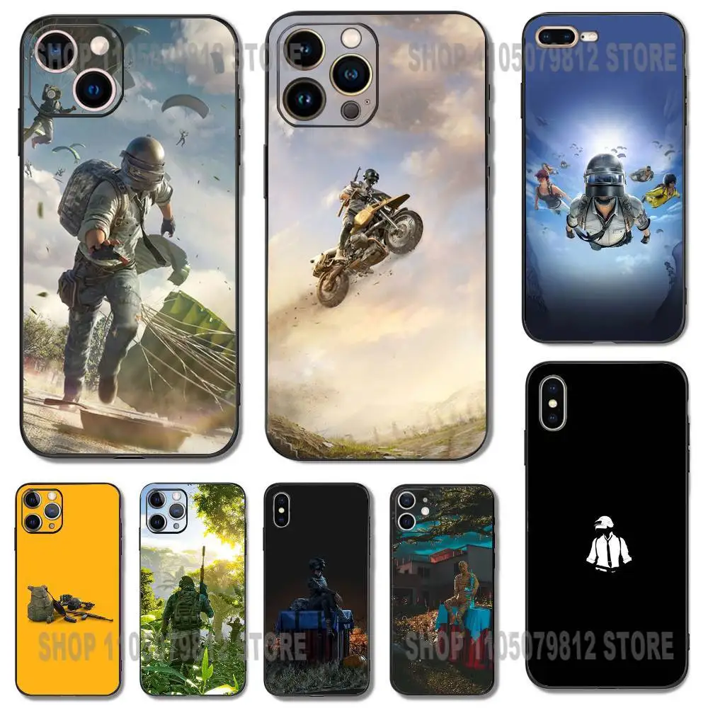 

P-PUBG-G Game Phone Case For iPhone 17 16,15,14,13,12,11,Pro,XS,Max,XR,Plus,Mini Soft Silicone Black Shockproof
