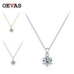 OEVAS 1 Carat Real Moissanite Pendant Necklace For Women Top Quality 100% 925 Sterling Silver Wedding Party Bridal Fine Jewelry