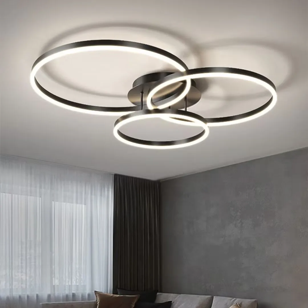 Simple and luxurious ceiling lamp, multi ring combined LED lamp, aluminum layer distributed large lamp, circular pendant lamp