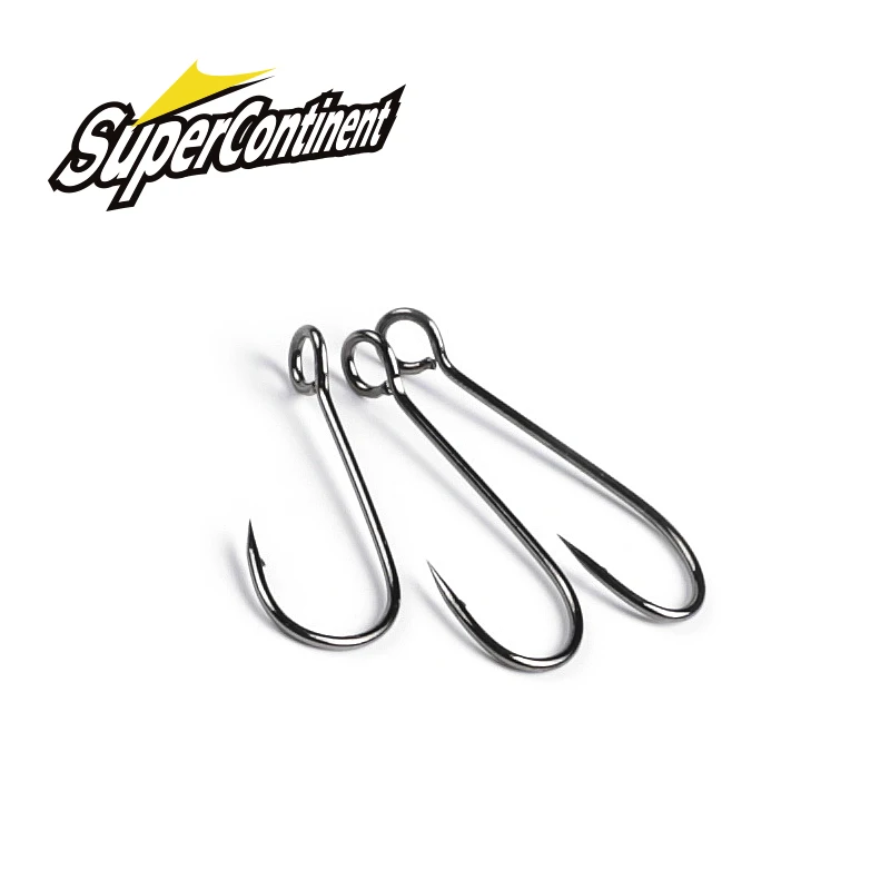 Supercontinent A Barb Hook Fishing hook big ring Carbon Steel Single Hooks tackle  Worm Hooks With big eyes Ring 20pcs