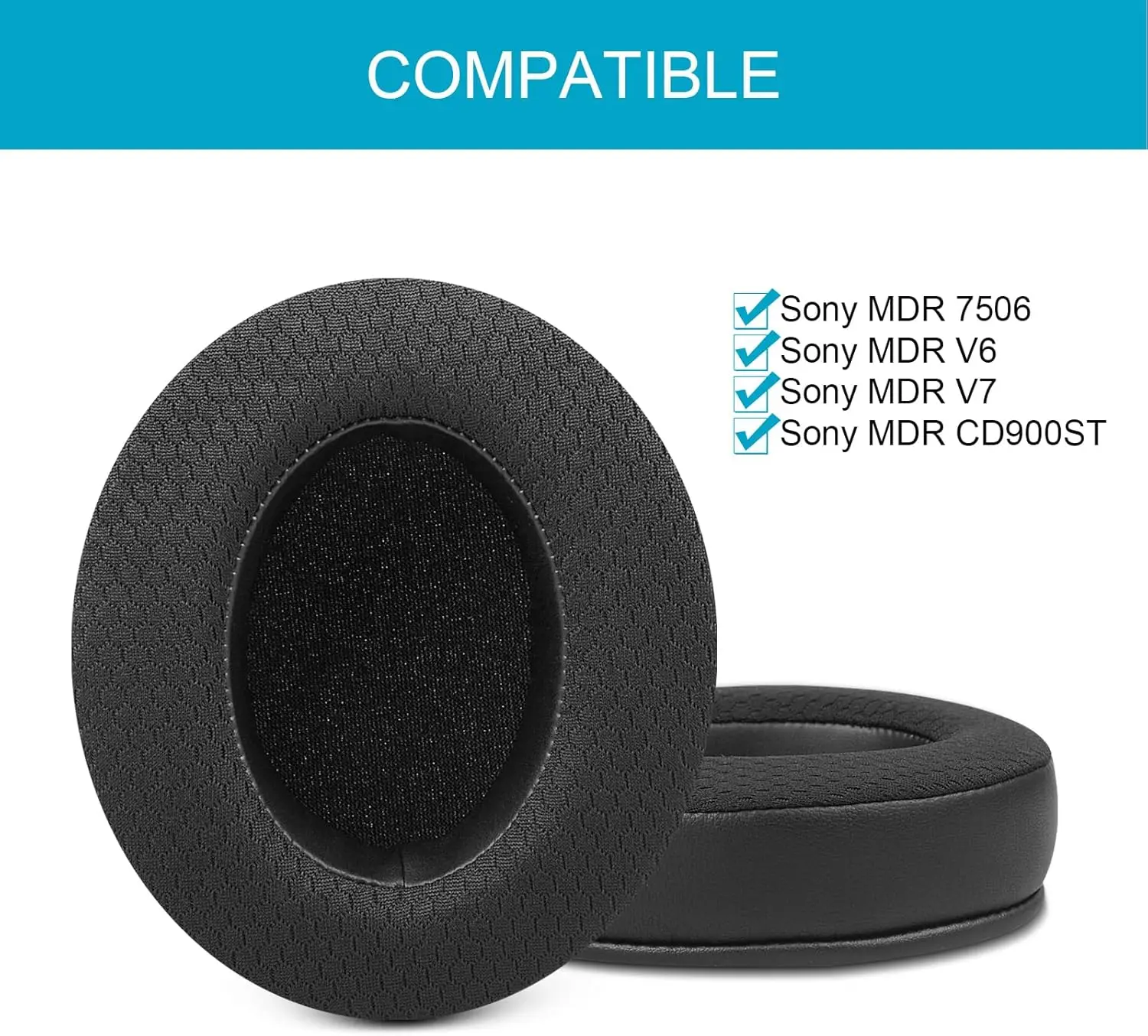 MDR 7506 Remplacement Oreillettes pour Sony MDR 7506, Maille Matériau EarSub Heart pour Sony MDR V6 / MDR V7 / MDR-CD900ST sauna téléphone