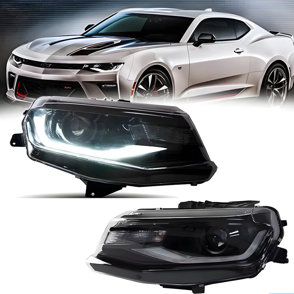 

Для Chevrolet Camaro 2016-2019 автоматические фары в сборе, обновленный светодиодный динамический стример, линза проектора, автомобильные передние фонари, аксессуары