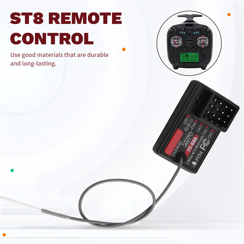 【A42U】FS-R4B Receiver For FLYSKY G7P G11P MG7 ST8 Remote Controller ANT