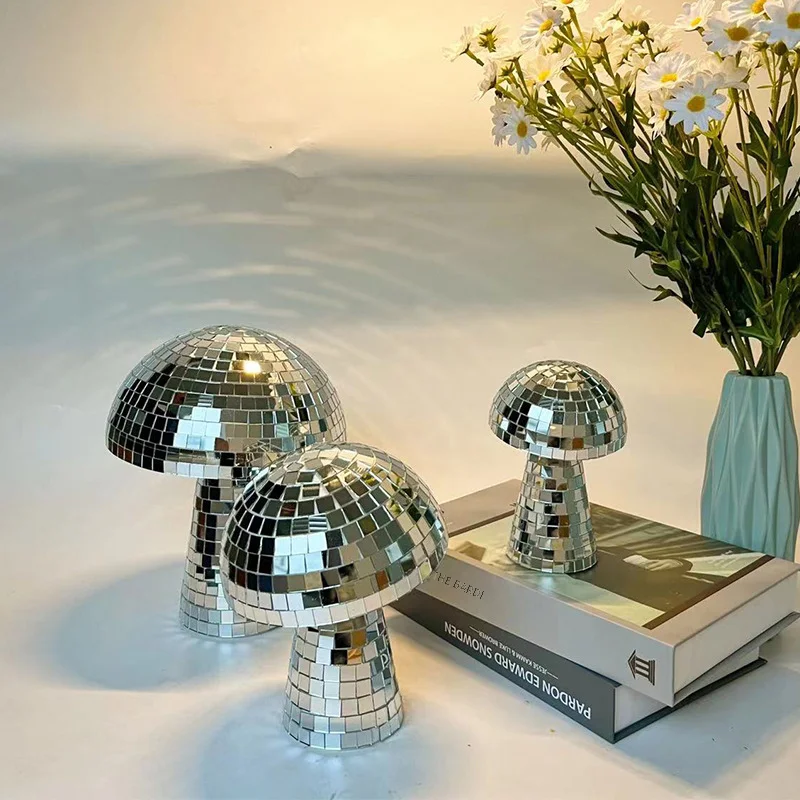 Mushroom Disco Ball Mirror Glass Laser Cut Paper Mushroom Ornament Cross-border E-commerce