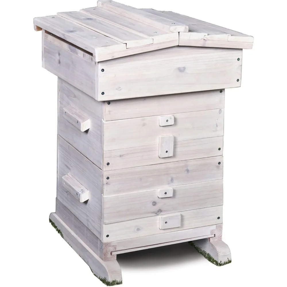 18001, permite el kit completo de configuración de colmena de abejas de cosecha casera de construcción de panal natural, blanco