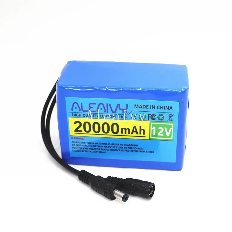 Aleaivy 12V 20Ah 18650 lithium battery pack with BMS, for audio monitoring, emergency light uninterrupted power supply+12.6V 3A