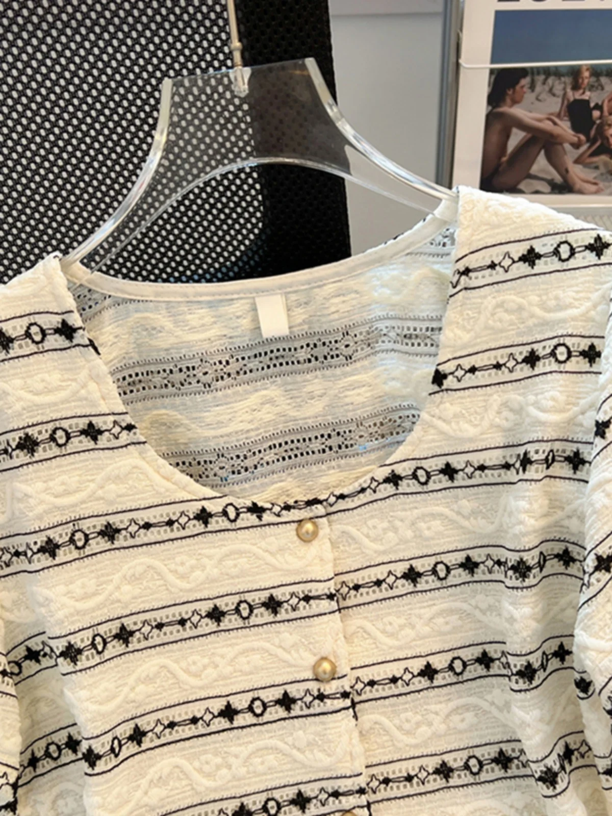 Summer New Style Small Fragrance Wind Stripe Chiffon Short Sleeve T-Shirt Women Thin Ice Silk Square Collar Top Korean Version