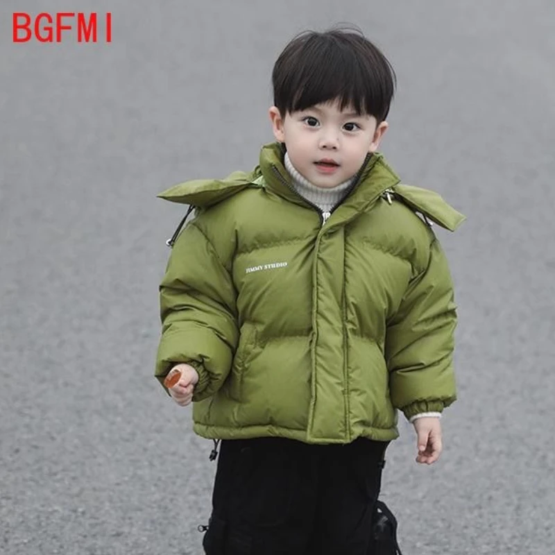 

Высококачественная куртка с капюшоном для мальчиков, плотная пушистая зимняя одежда для мальчиков и девочек, хлопковое пальто, новинка 2025, ветрозащитное хлопковое пальто, хлебное пальто