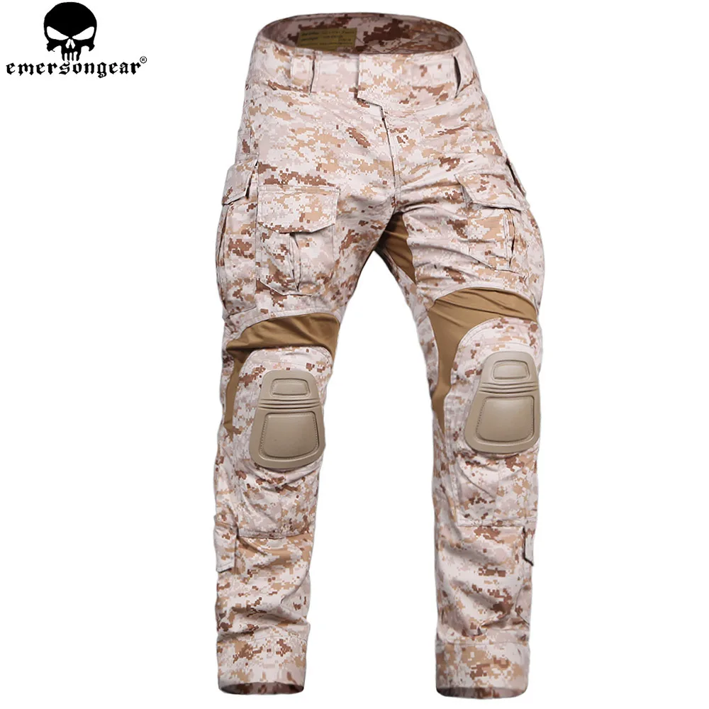 EMERSONGEAR New G3 Combat Uniform Hunting Multi-camo Shirt Tactical Pants with Knee Pads AOR1 Desert