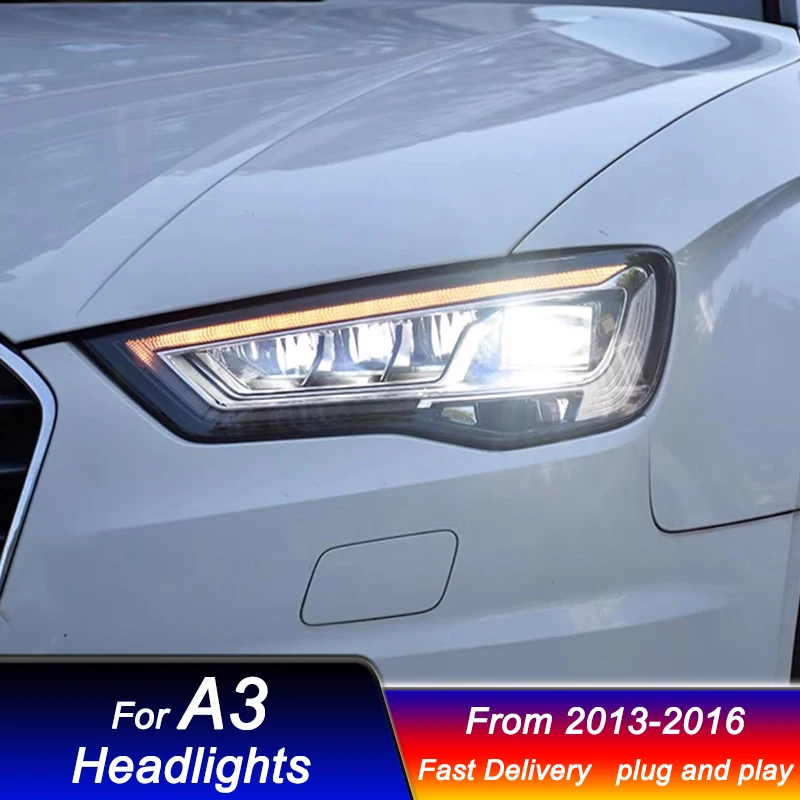 Car Led Headlights for Audi A3 13-16 modify RS3 style full LED DRL Dynamic Signal Head Lamp Bi Xenon Beam Headlamp Accembly