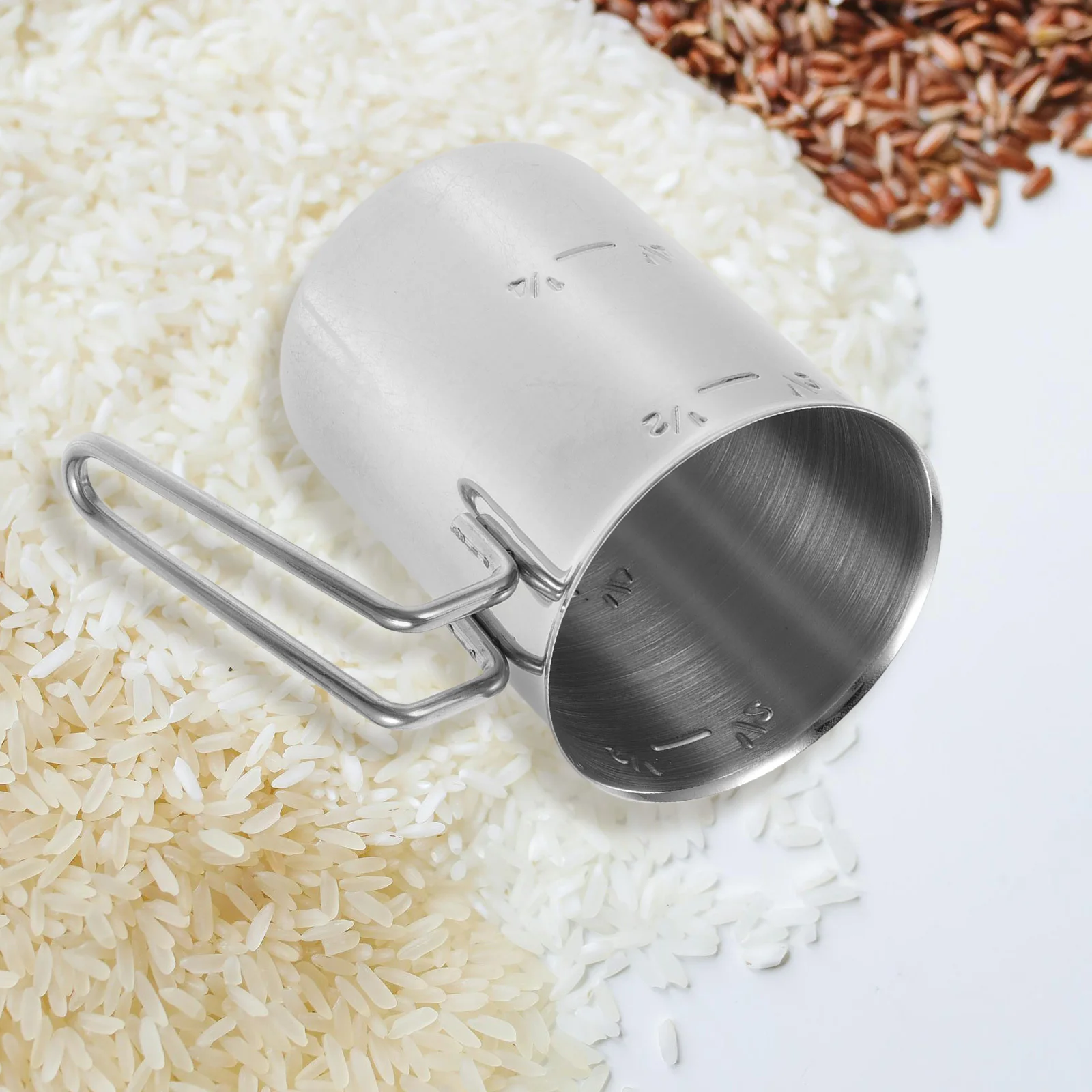 

Stainless Steel Rice Measuring Cup 500ml Handle Graduated Beaker 200g Scale Rice Cooker Measuring Tool Cooking Wet Dry