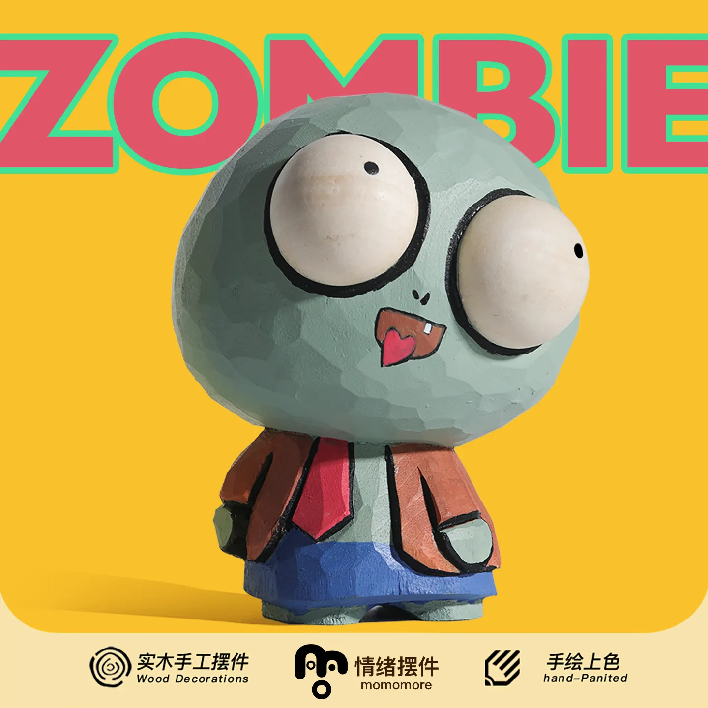 

Hand Carved Wooden Zombie Figurine Cute Funny Stress Relief Hand Painted Desktop Car Dashboard Decor Gift For Office Workers