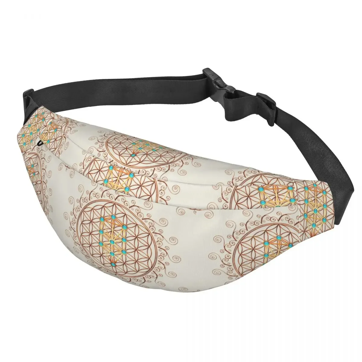 Flower Of Life Fanny Pack per la corsa Uomo Donna Sephiroth Geometria sacra Mandala Sling Marsupio a tracolla Custodia per soldi per telefono