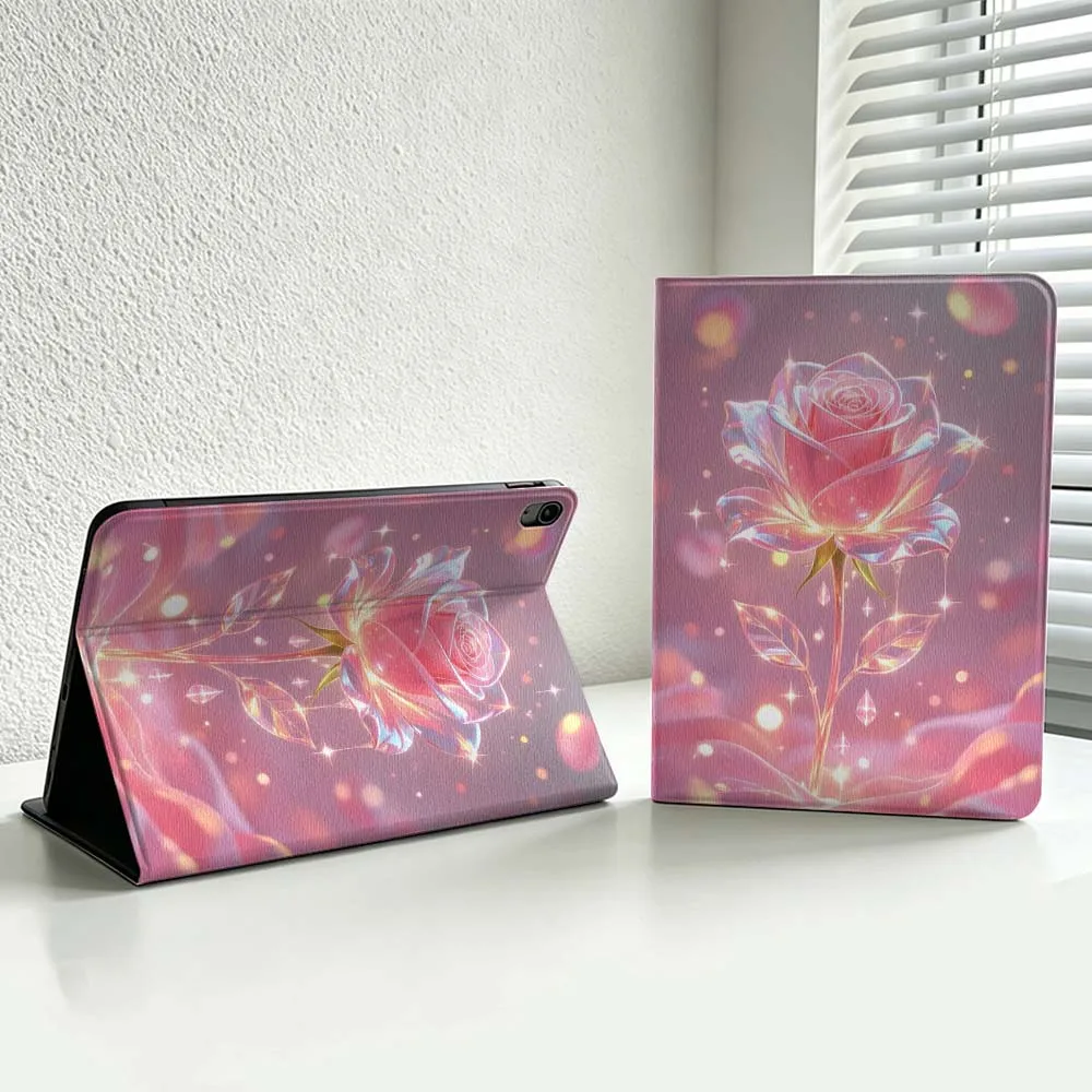 Pink Rose Butterfly For iPad Pro Air mini 7 6 5 4 3 2 1 9gen M5 M4 11th 10th A17 Pro A16 Soft Inch Tablet Case Cover