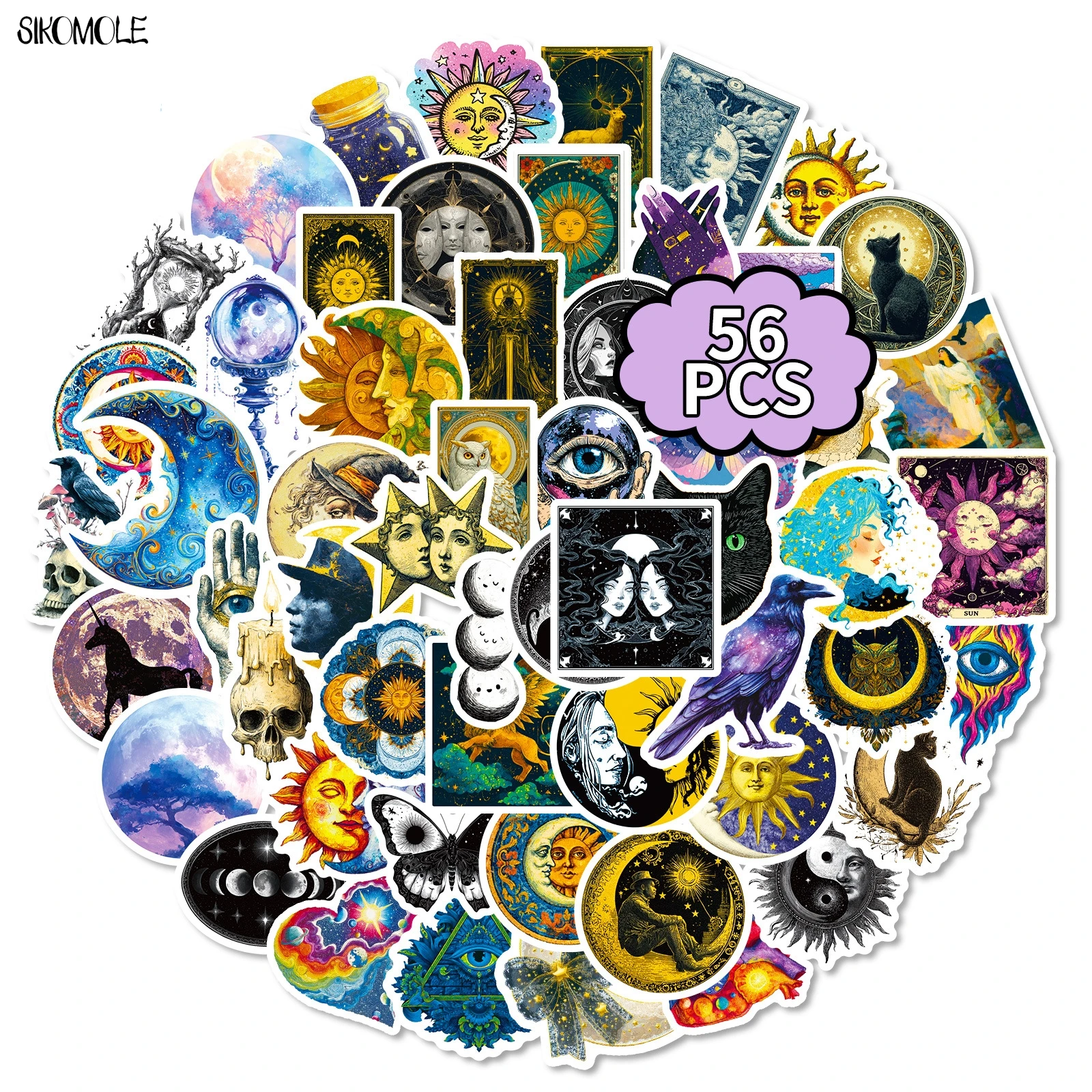 10/30/56PCS Mysterious Cartoon Moon Stickers Aesthetic Punk Style Decal DIY Decoration Laptop Guitar Skateboard Graffiti Sticker