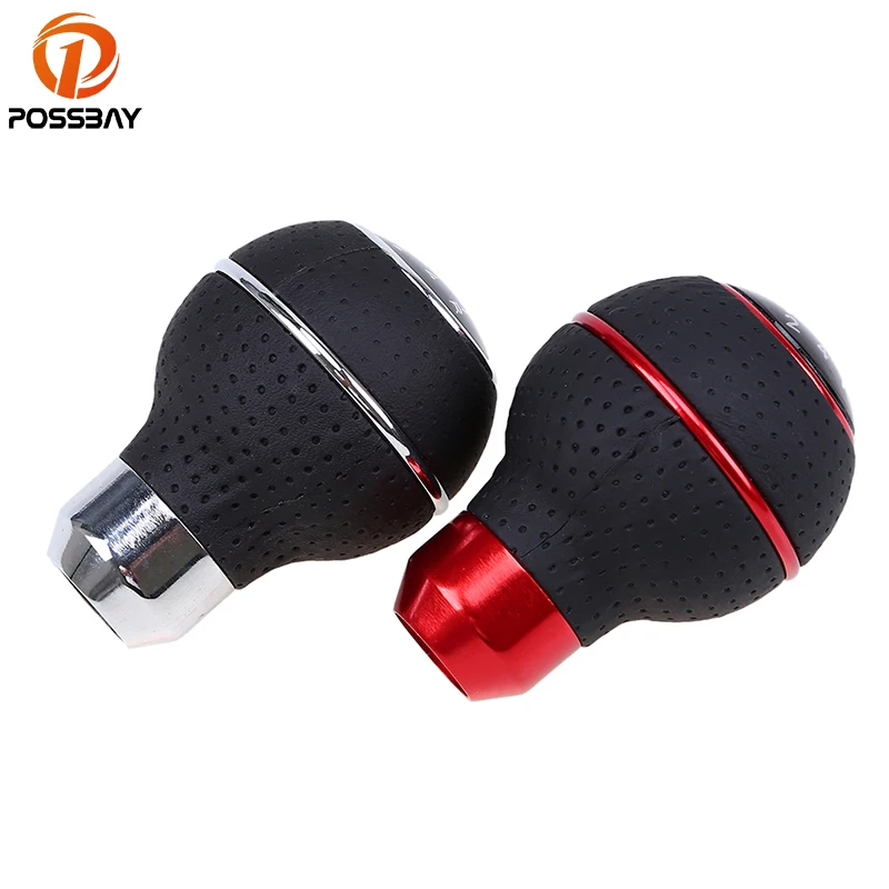 POSSBAY Black+Red/Black+Silver 5 Speed Automobile Gear Shift Knob Head For Peugeot VW Toyota Citroen Shifter Lever