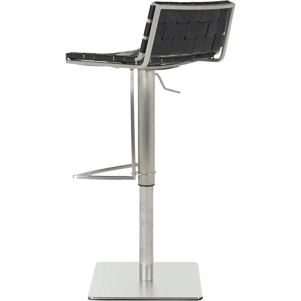 Home Collection Banco de bar com elevador a gás ajustável em aço inoxidável e couro Bla 21,7-30,7 polegadas