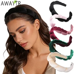 Retro Hair Hoops Wide Velvet Twist Sponge Headband Bezels Hairbands for Women Girl Wavy Braided Headbands Hair Accessories