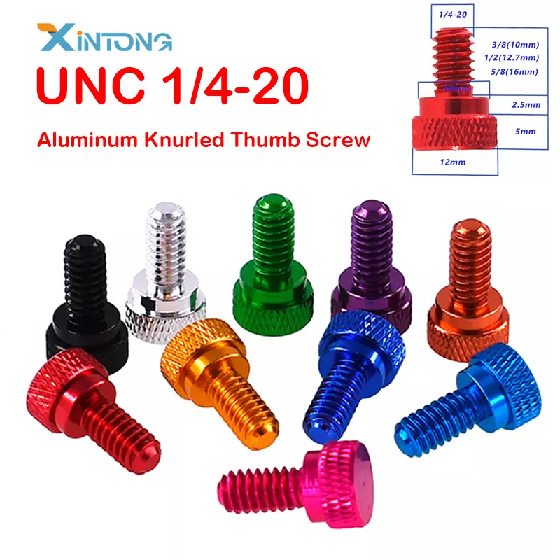 UNC 1/4-20 Aluminum Knurled Thumb Screw Hand Grip Knob Bolts For PC Case Camera