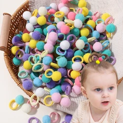 20pcs/lot Girl Elastic Hair Bands Girls Plush Ball Rubber Band for Children Sweets Scrunchie Hair Ties Kids Hair Accessories