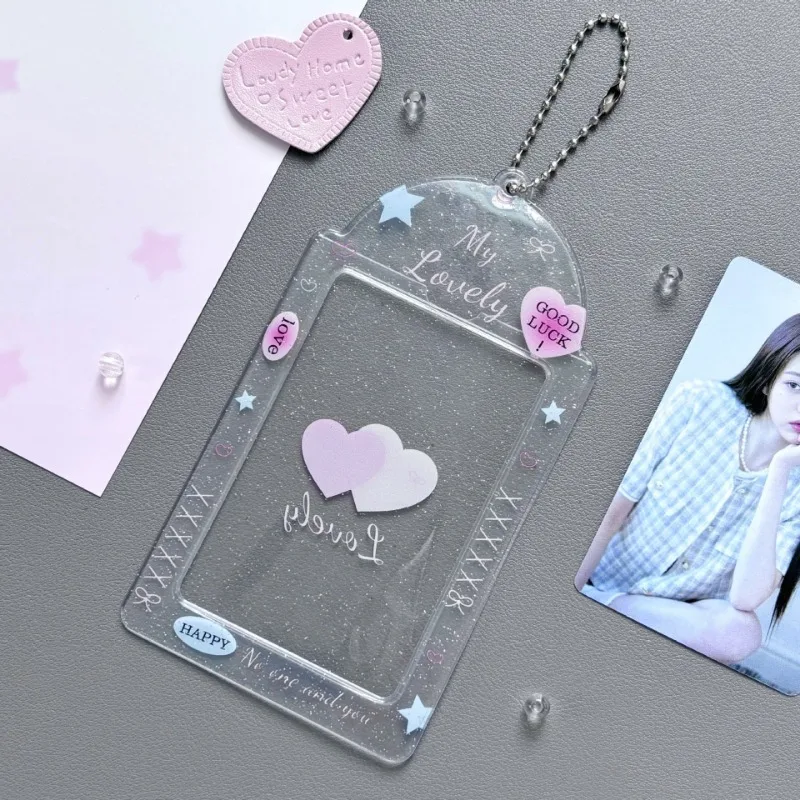 Transparent Practical Glitter Love Cartoon Student Girl Heart Card Sleeve Small Card Random Card Collection Card Sleeve