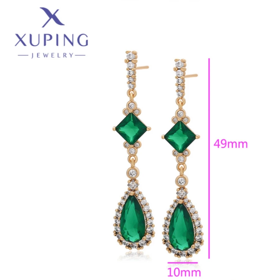 Xuping Jewelry Fashion Cubic Zirconia Gold Color Piering Hang Earrings for Women Schoolgirl Christmas Party Gifts X000865761